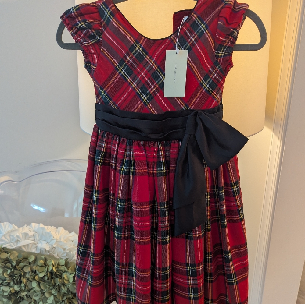Elegant Plaid Kids Dress with Bow